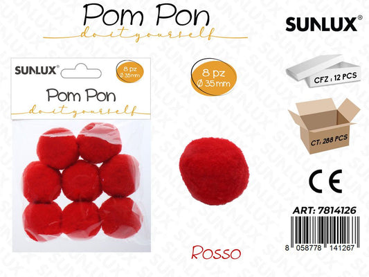 Sunlux Pompon Rosso 8PCS D.35MM