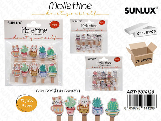 Sunlux Mollettine c/Corda 10PCS Ass. 4CM