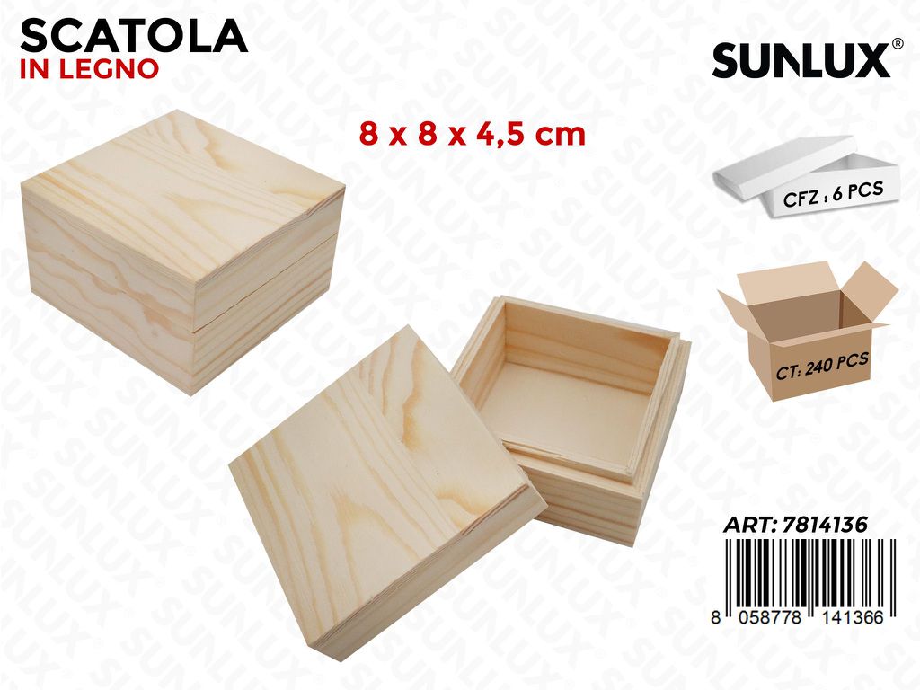 Sunlux Scatola Legno 8*8*4.5CM
