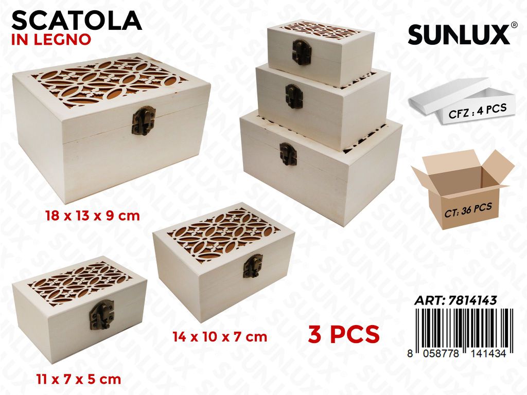 Sunlux Scatola Legno 3PCS Mis. Ass.