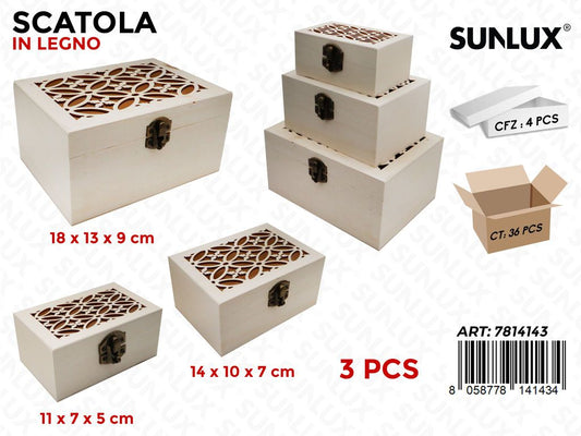 Sunlux Scatola Legno 3PCS Mis. Ass.