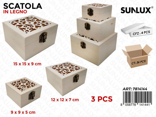 Sunlux Scatola Legno 3PCS Mis. Ass.