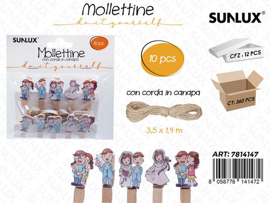 Sunlux Mollettine c/ Corda Sposi 10PCS 3.5*1.4CM