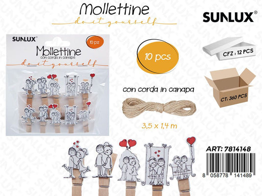 MOLLETTINE C/ CORDA SPOSI 10PCS 3.5*1.4CM