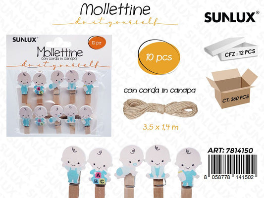 Sunlux Mollettine c/ Corda Baby Boy 10PCS 3.5*1.4CM