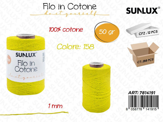 Sunlux Filo in Cotone Giallo M158 50G 1MM