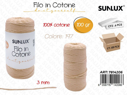 Sunlux Filo in Cotone Cachi L197 100G 3MM