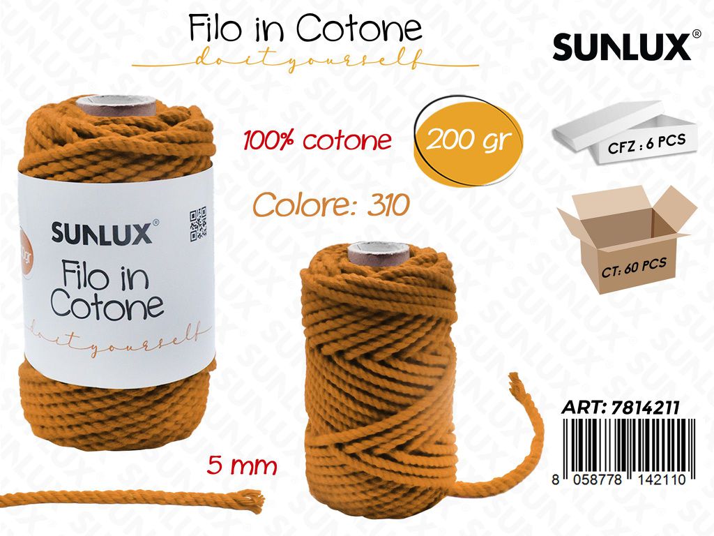Sunlux Filo in Cotone Curcuma M310 200G 5MM