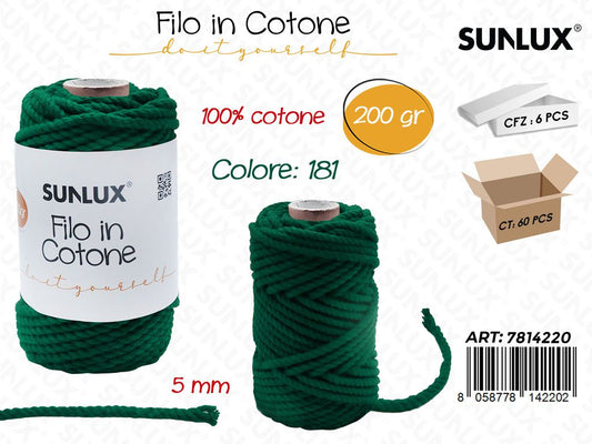 Sunlux Filo in Cotone Verde Sc. D181 200G 5MM