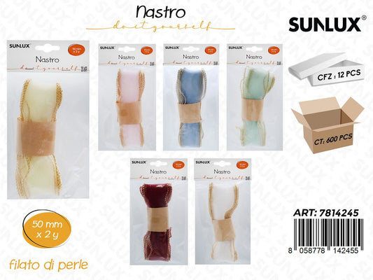 Sunlux Nastro Filato di Perle Ass. 50MM*2Y