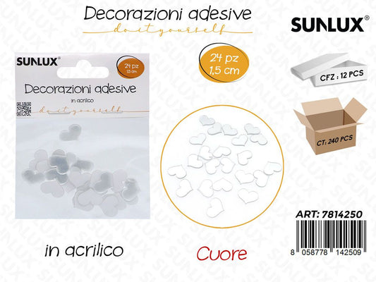 Sunlux Dec. Adesive Cuore 24PCS 1.5CM