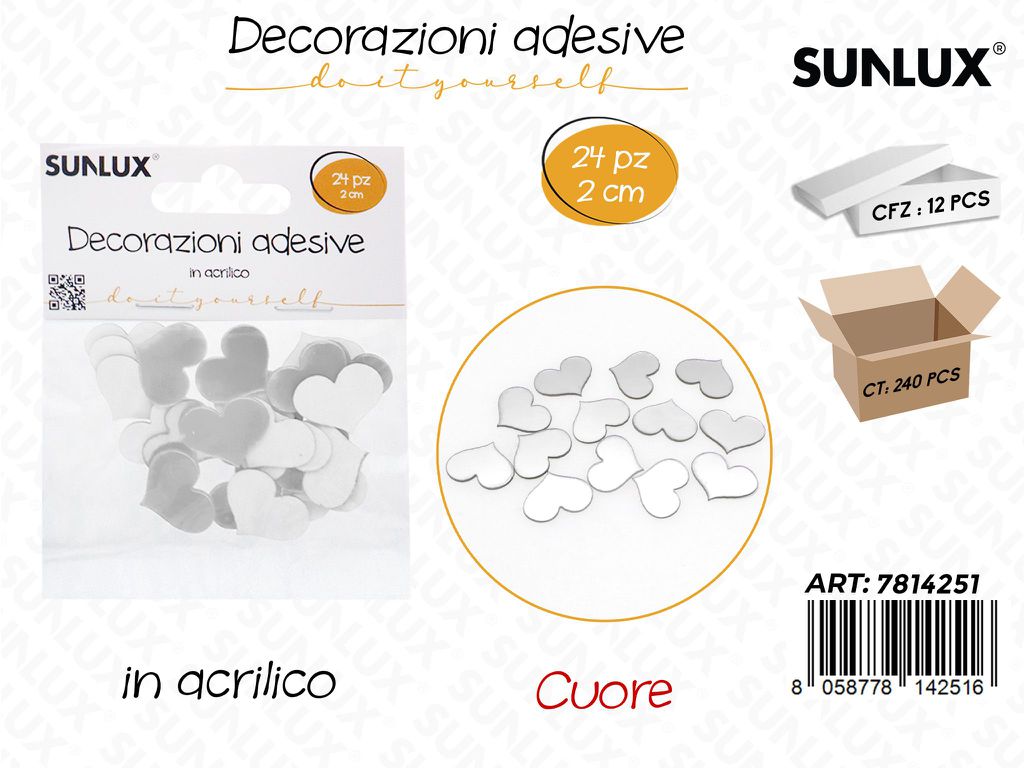 Sunlux Dec. Adesive Cuore 24PCS 2CM