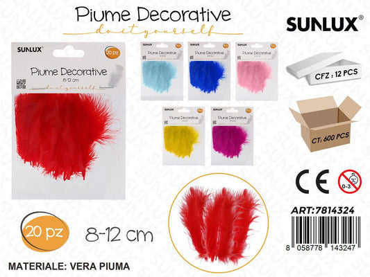 Sunlux Piume Dec. 20PCS 8-12CM Ass.