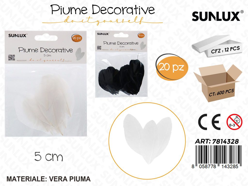 Sunlux Piume Dec. 20PCS 5CM Ass.
