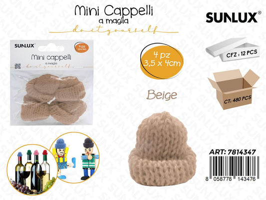 Sunlux Mini Cappello a Maglia Beige 4PCS 3.5*4CM