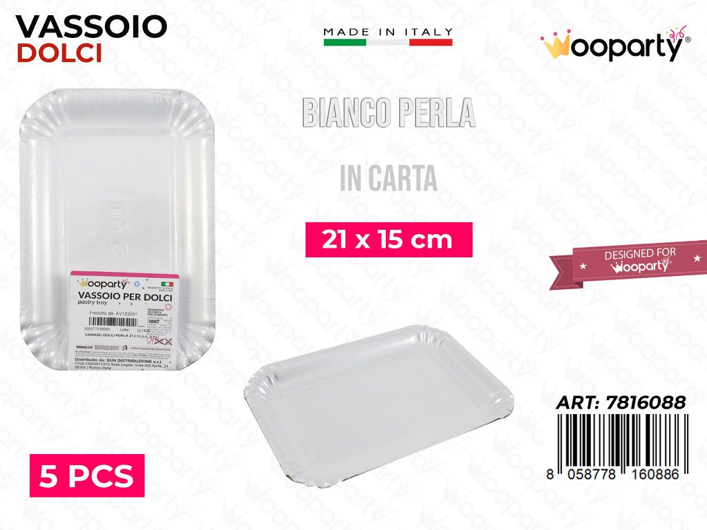 Vassoio per Dolci Bianco Perla 21*15CM 5PCS