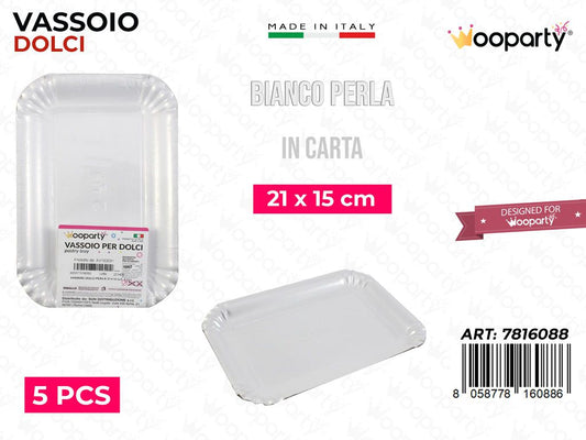 Vassoio per Dolci Bianco Perla 21*15CM 5PCS