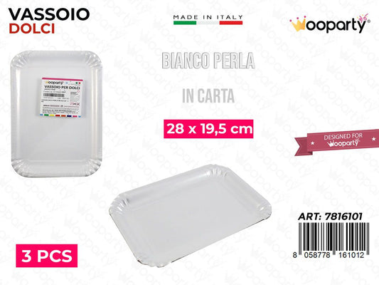 Vassoio per Dolci Bianco Perla 28*19.5CM 3PCS