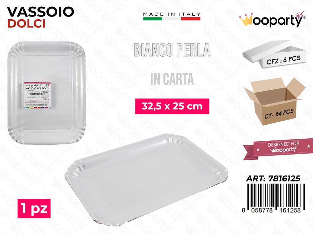 Vassoio per Dolci Bianco Perla 32.5*25CM /Pz da 612