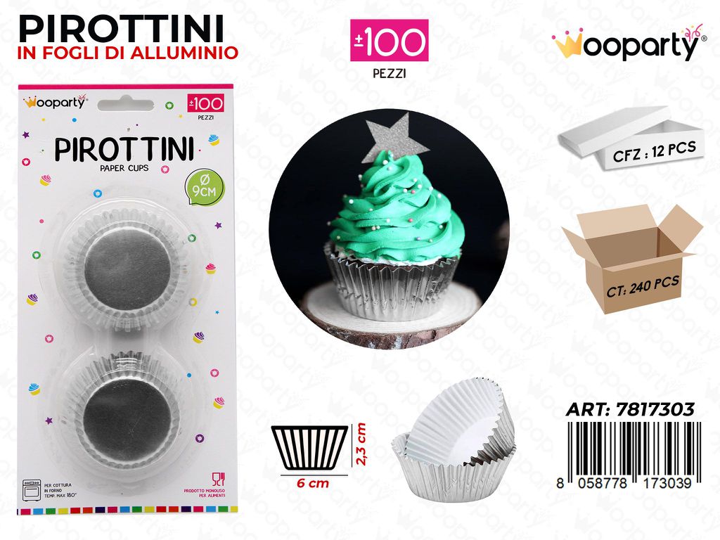 Wooparty Pirottini in Ff Allum. Arg. 100PCS 6*2.3CM