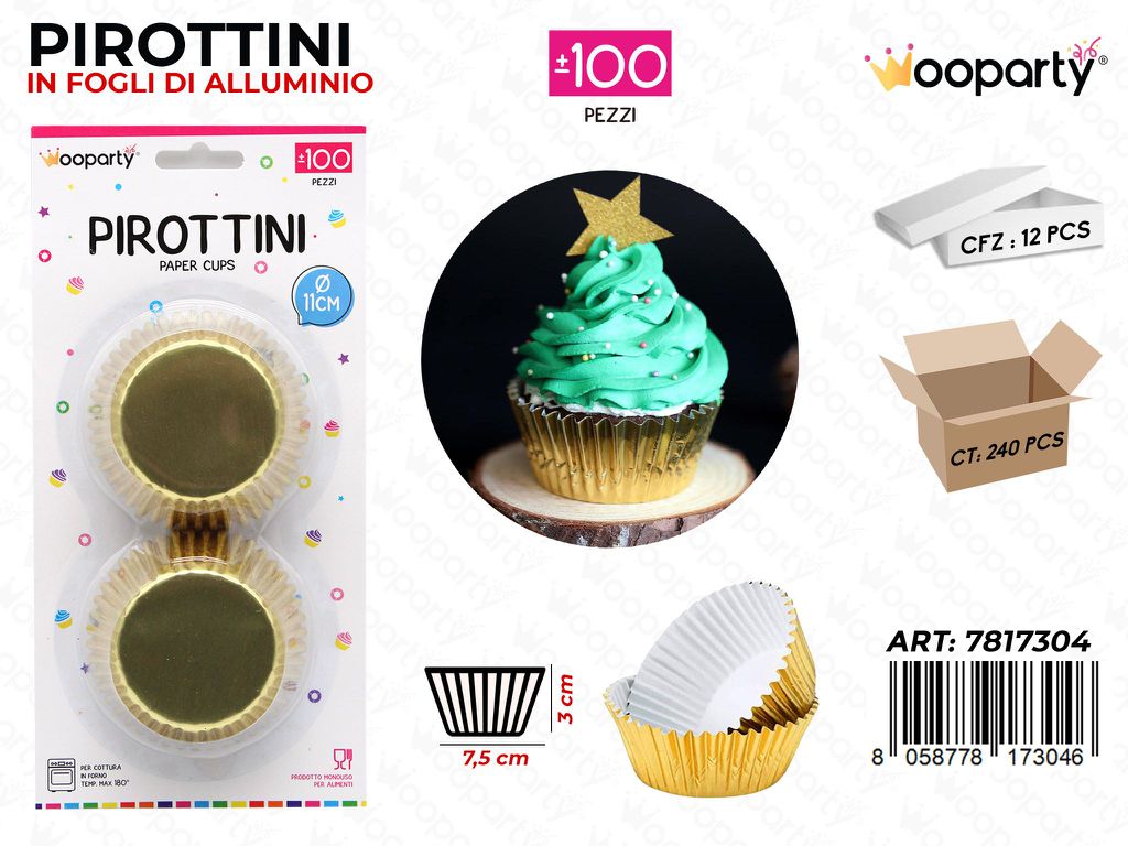 Wooparty Pirottini in Ff Allum. Oro 100PCS 7.5*3CM