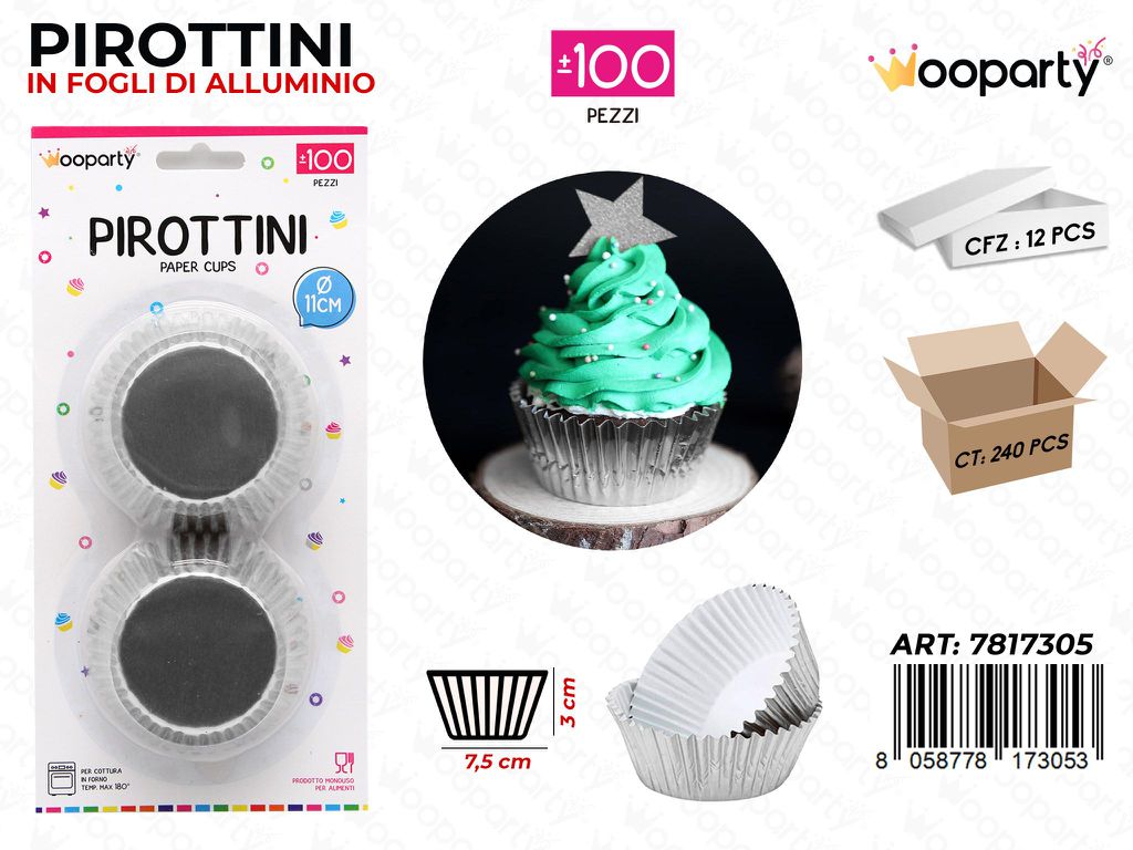 Wooparty Pirottini in Ff Allum. Arg. 100PCS 7.5*3CM