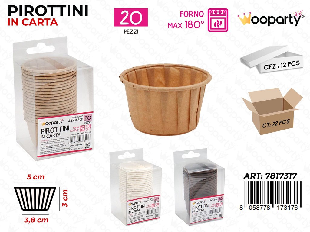 Wooparty Pirottini in Carta Ass. 20PCS 3.8*3CM