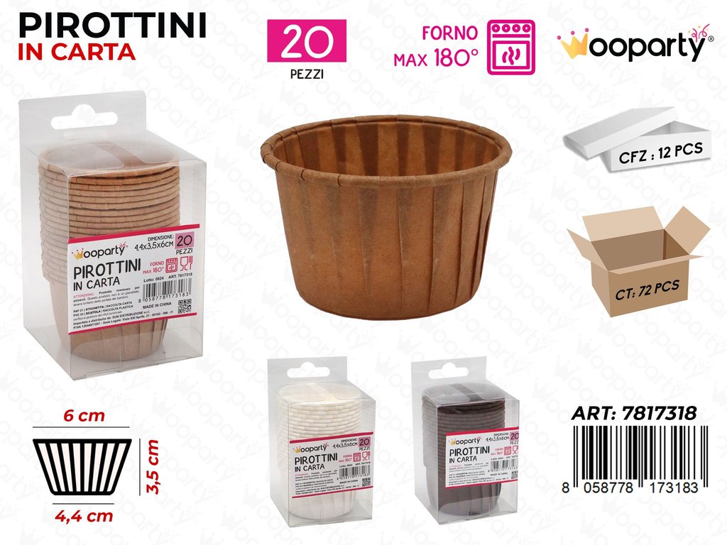 Wooparty Pirottini in Carta Ass. 20PCS 4.4*3.5CM