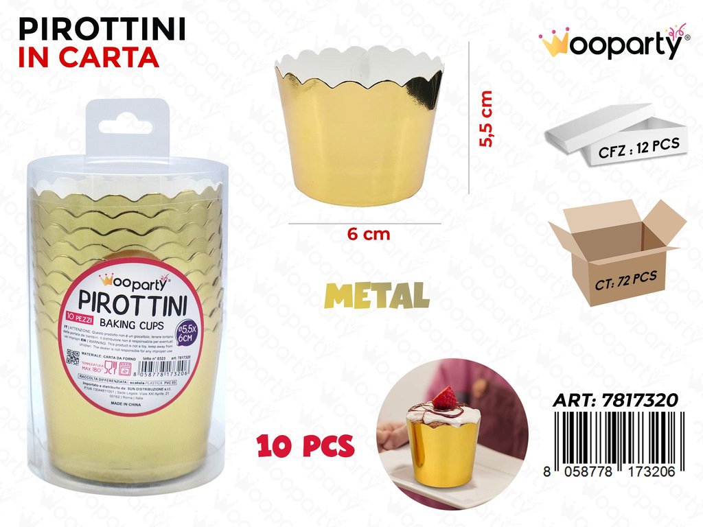 PIROTTINI IN CARTA ORO METAL 10PCS 6*5.5CM