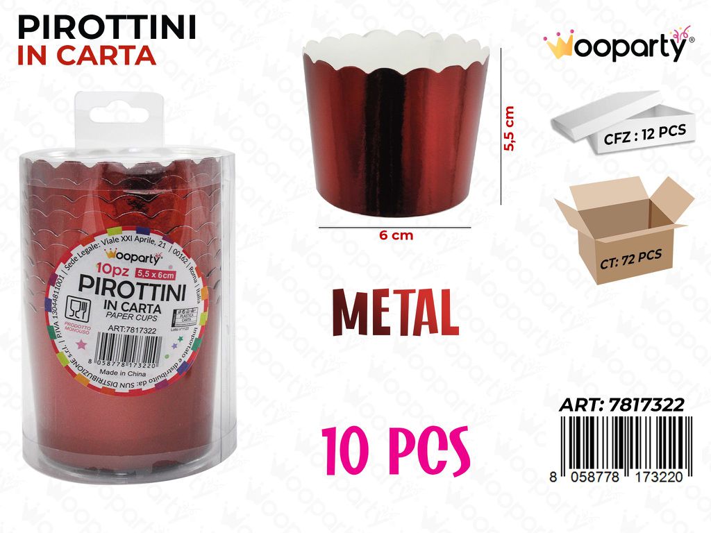 Wooparty Pirottini Metal Rosso 10PCS 6*5.5CM