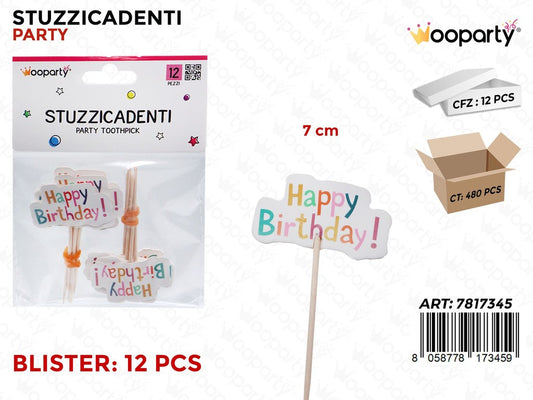 STUZZICADENTI H. BIRTHDAY 12PCS 7CM