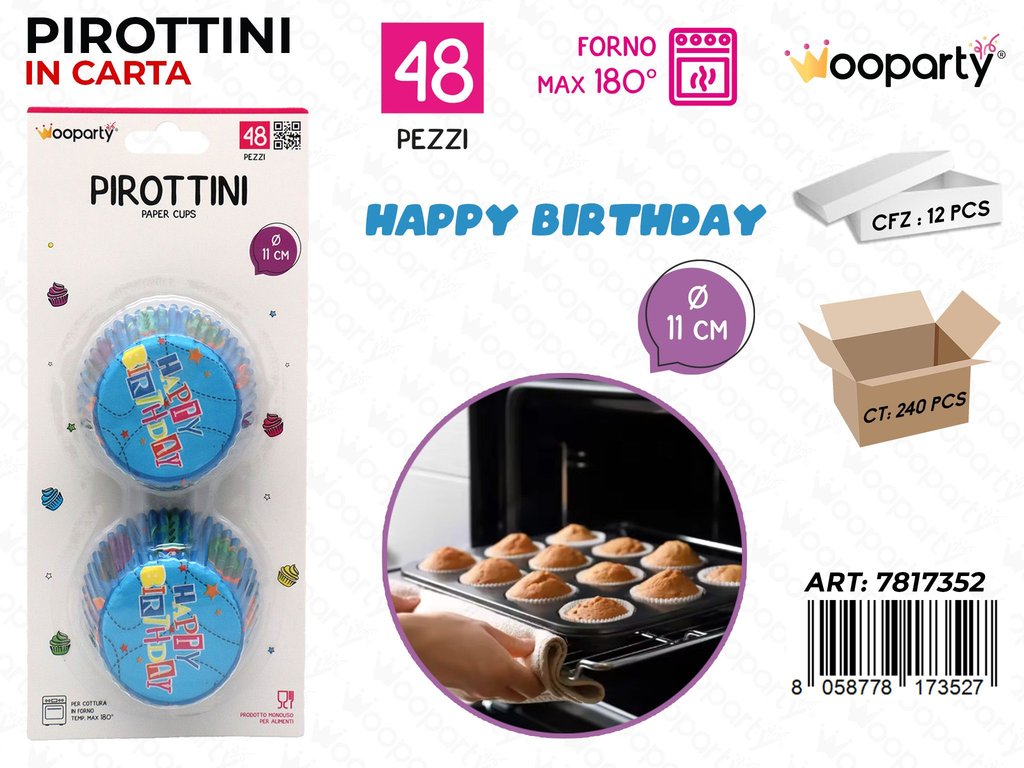 Wooparty Pirottini H. Birthday 48PCS D.11CM