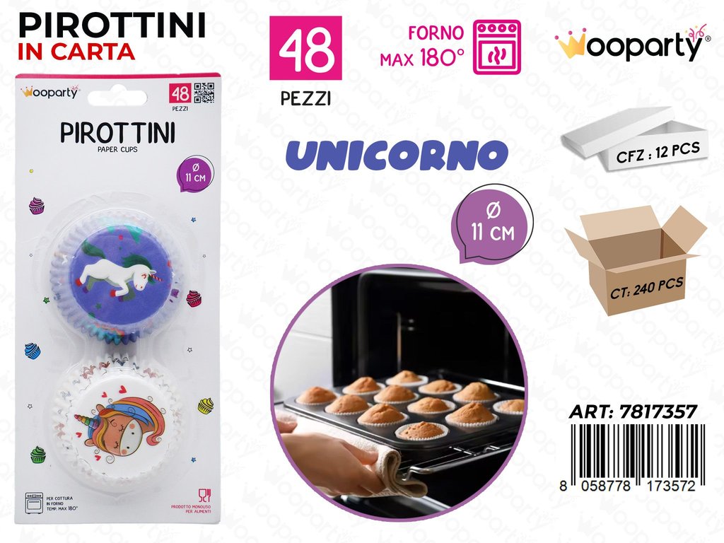 Wooparty Pirottini Unicorno 48PCS D.11CM