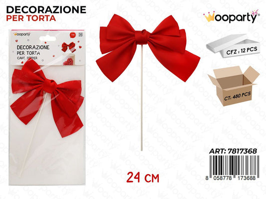 DEC. PER TORTA FIOCCO ROSSO 24CM