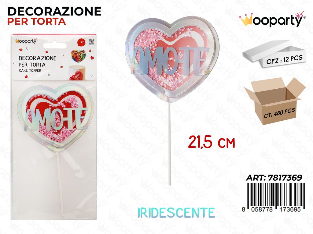 DEC. PER TORTA CUORE IRIDESC. 21.5CM