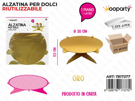 Wooparty Alzatina per Dolci Oro 1PIANO 11.5CM
