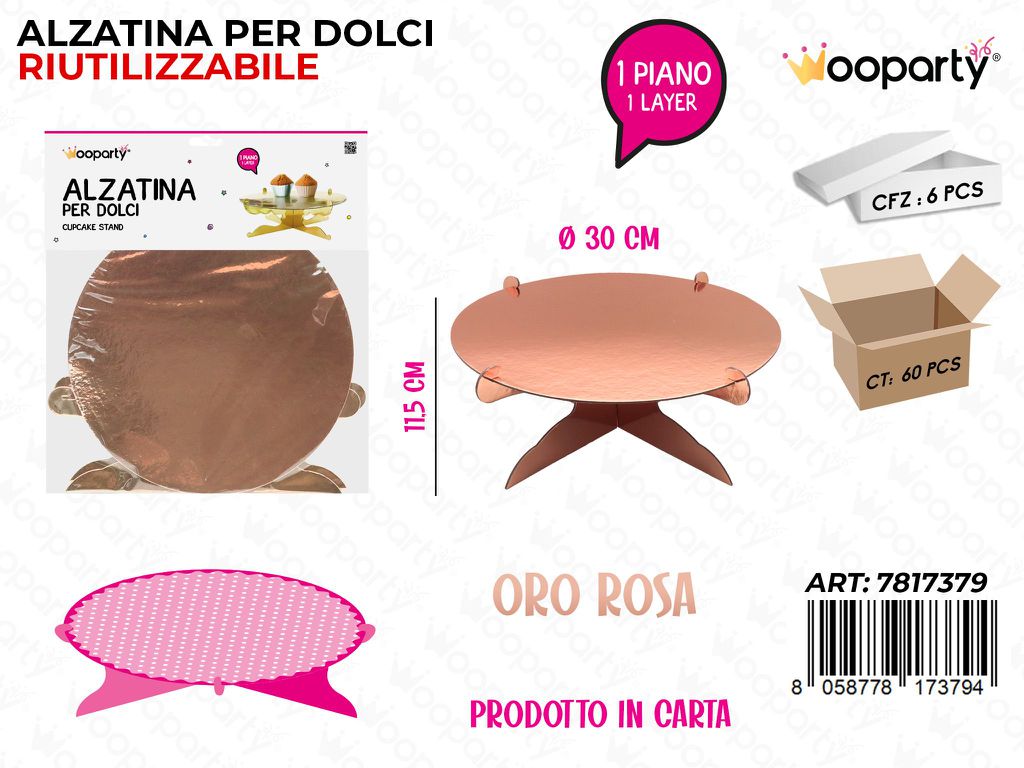 Wooparty Alzatina per Dolci Oro Rosa 1PIANO 11.5CM