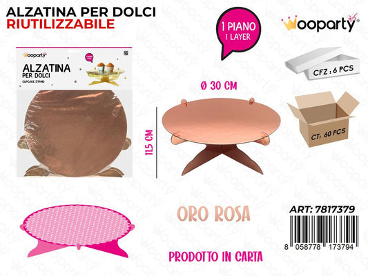 Wooparty Alzatina per Dolci Oro Rosa 1PIANO 11.5CM