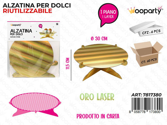 Wooparty Alzatina per Dolci Oro Laser 1PIANO 11.5CM