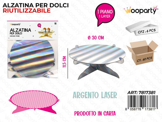 Wooparty Alzatina per Dolci Arg. Laser 1PIANO 11.5CM