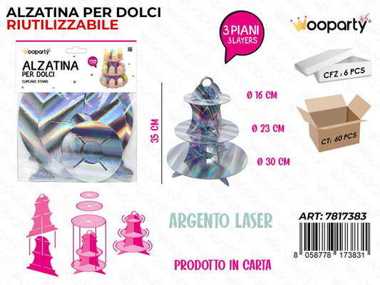 Wooparty Alzatina per Dolci Arg. Laser 3PIANI 35CM