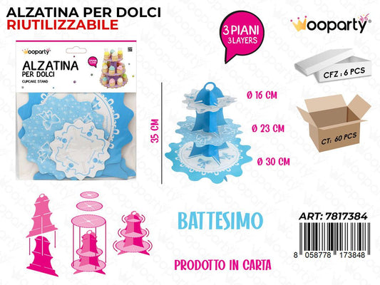Wooparty Alzatina per Dolci Batt. Celeste 3PIANI 35CM