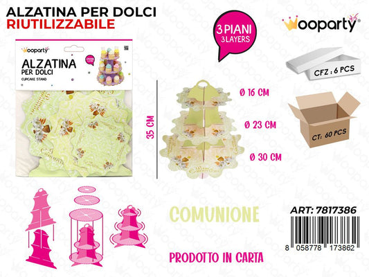Wooparty Alzatina per Dolci Comunione 3PIANI 35CM