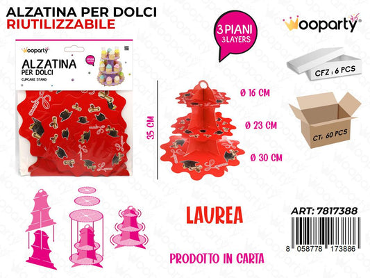 Wooparty Alzatina per Dolci Laurea 3PIANI 35CM