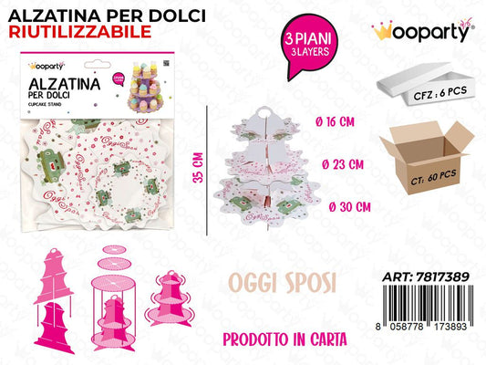 Wooparty Alzatina per Dolci Matr. 3PIANI 35CM