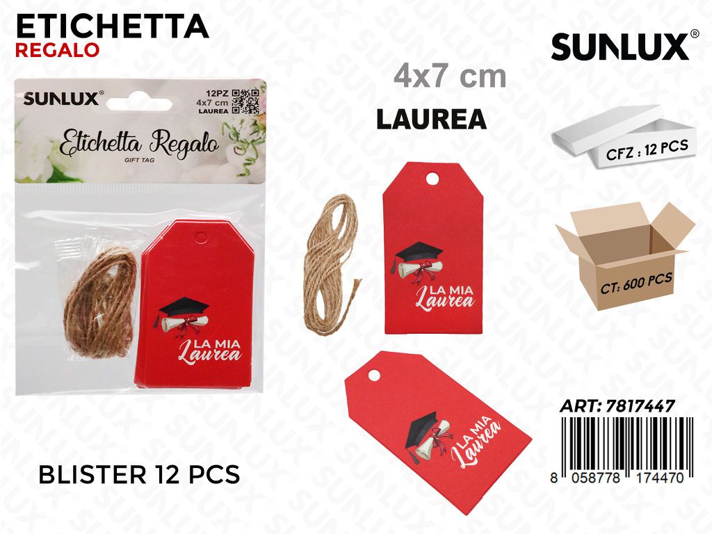 Sunlux Etichetta Laurea 12PCS 4*7CM