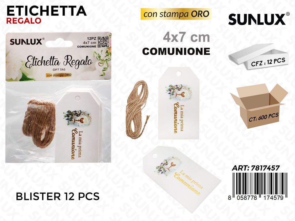Sunlux Etichetta Comunione 12PCS 4*7CM