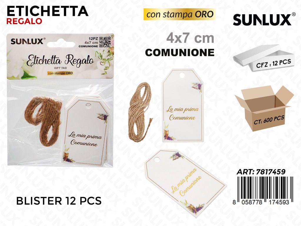 Sunlux Etichetta Comunione 12PCS 4*7CM