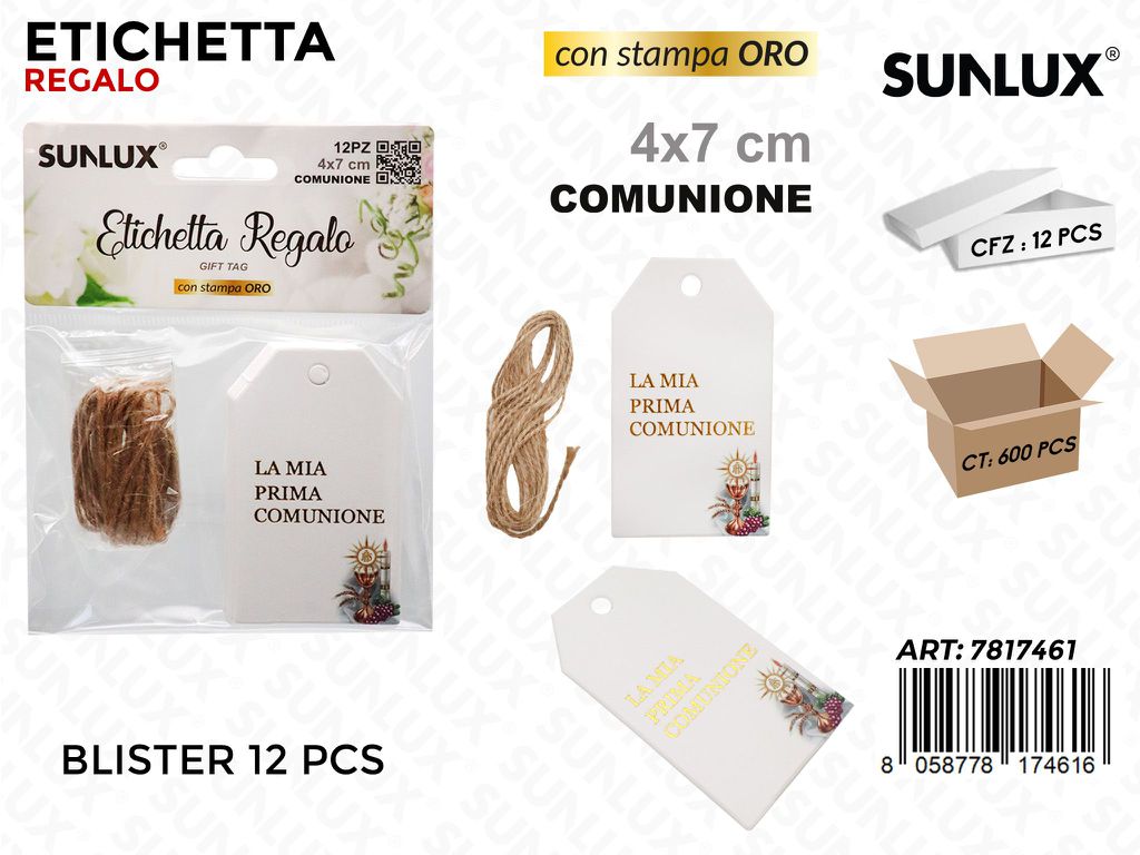 Sunlux Etichetta Comunione 12PCS 4*7CM