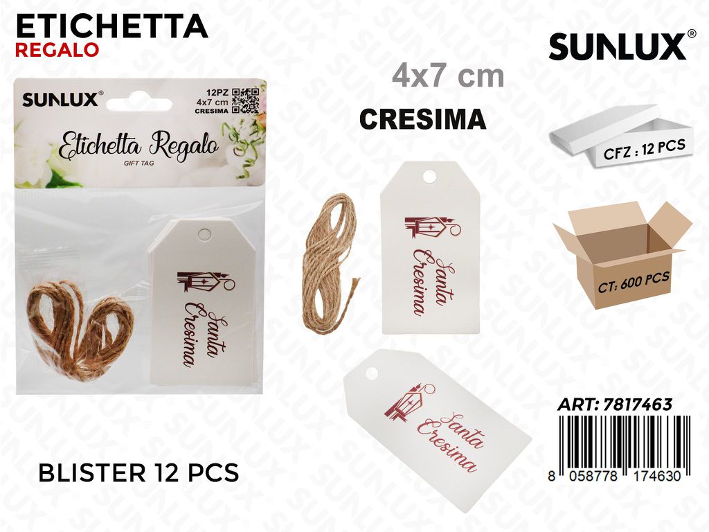 Sunlux Etichetta Cresima 12PCS 4*7CM